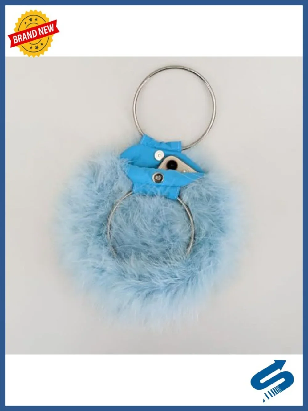 Feather Furry Round Clutch Evening Handbag Cute Mini Purse